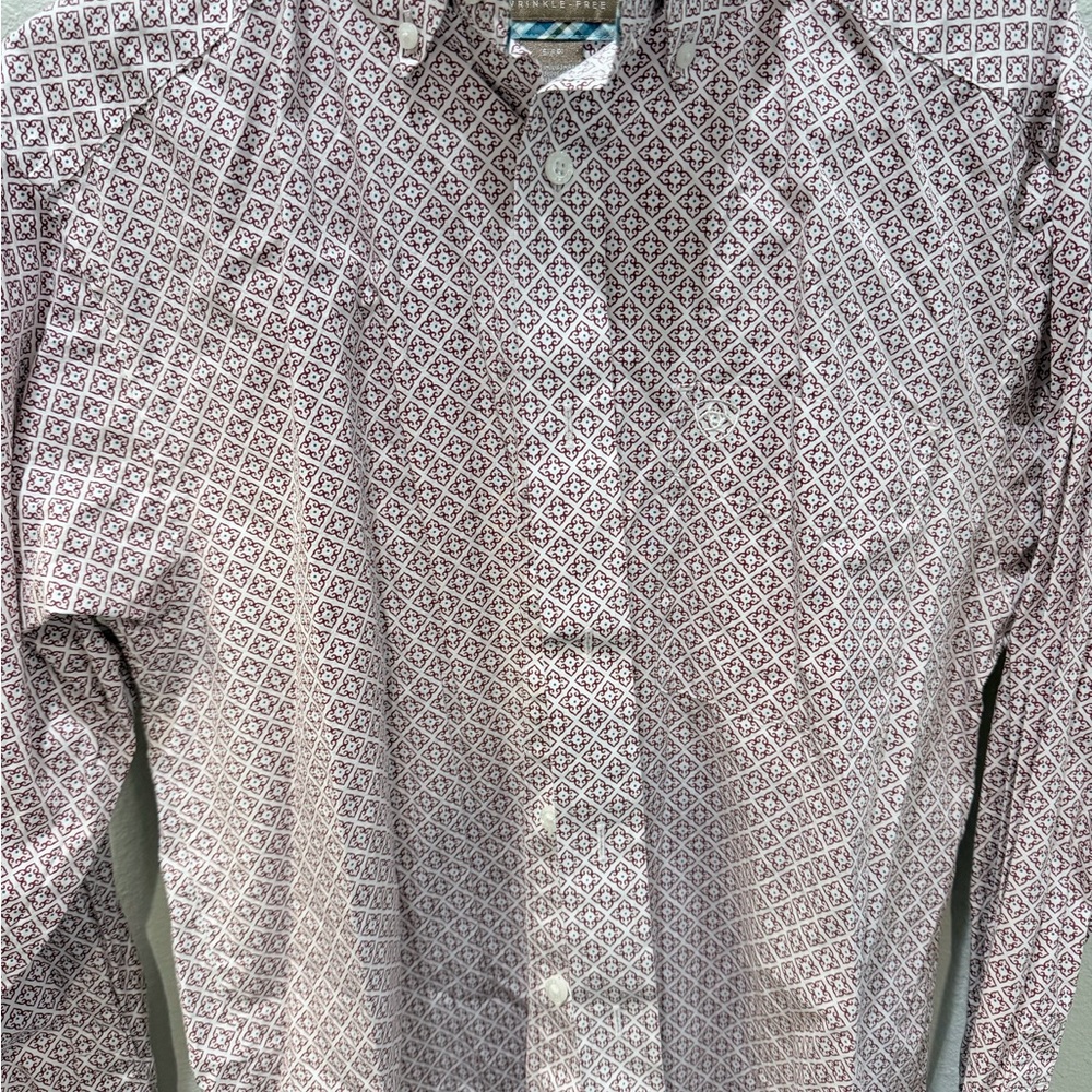 Ariat Men's Geometric Red and White Shirt
